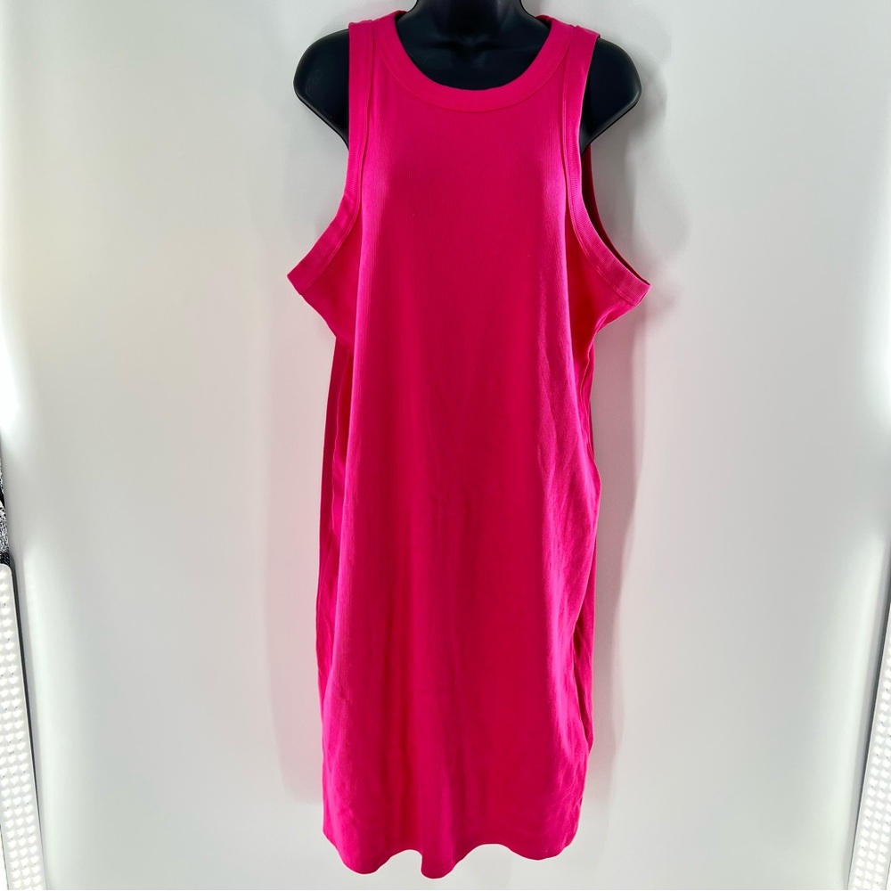 Old Navy Women’s Hot Punk/Fuchsia Tall Knee Length Ribbed Knit Tank Dress-Sz XXL